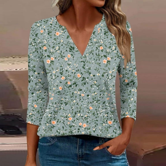 PNTUTB Ladies' V-neck Long Sleeve T Shirts Fashion Comfortable Casual Basic Tees Blouses Printed T-shirt