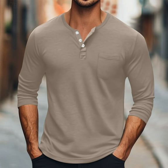 PNTUTB Long Sleeve T Shirts for Men Fashion Solid Color Zipper Pocket Casual Comfortable Pullover Tops