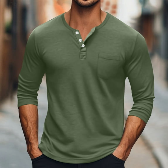 PNTUTB Long Sleeve T Shirts for Men Fashion Solid Color Zipper Pocket Casual Comfortable Pullover Tops