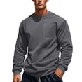 thumbnail image 1 of PNTUTB Men Casual Fashion Solid Color Pullover Textured Patch Pocket Long Sleeve Round Neck Shirts, 1 of 6