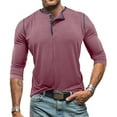 thumbnail image 1 of PNTUTB Men Fashion Solid Color Casual Button Casual Long Sleeves Round Neck Basic Top, 1 of 6