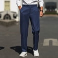thumbnail image 1 of PNTUTB Men's Business Casual Solid Color Loose Comfortable Drapey Button Fly Zipper Straight Leg Trousers with Pockets, 1 of 6