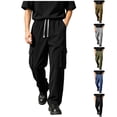 thumbnail image 1 of PNTUTB Men's Cargo Pants Soild Color Drawstring Outdoor Work Pants Casual Loose Comfort Pant with Multi Pocket Daily Hiking Sporty Trendy Pants, 1 of 7
