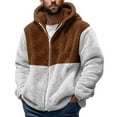 thumbnail image 1 of PNTUTB Men's Casual Block Color Hooded Double-sided Velvet Sweatshirt Cardigan Zipper Pocket Jacket, 1 of 5