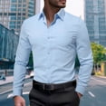 thumbnail image 1 of PNTUTB Men's Casual Business Solid Color Button Down Collared Blouse Dressy Long Sleeve Comfort Shirts with Pocket, 1 of 6