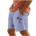 thumbnail image 1 of PNTUTB Men's Casual Comfortable Elastic Waist Drawstring Shorts with Coconut Tree Print and Pockets, 1 of 5