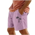 thumbnail image 1 of PNTUTB Men's Casual Comfortable Elastic Waist Drawstring Shorts with Coconut Tree Print and Pockets, 1 of 5