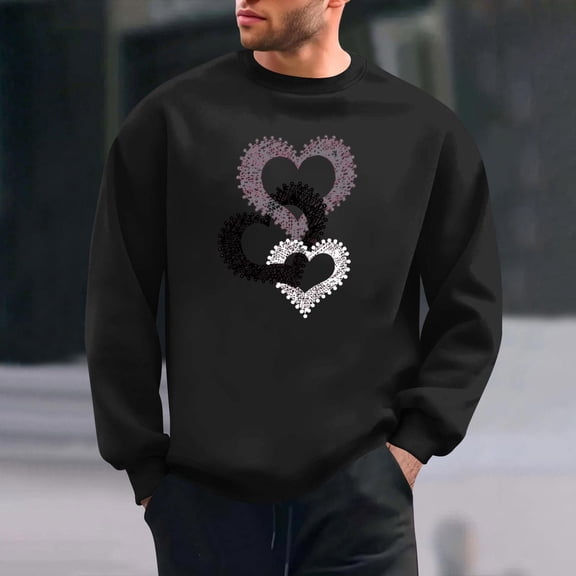 PNTUTB Men's Casual Crew Neck Long Sleeve Fashion Valentine's Day Print Pullover Comfortable Loose Sweatshirts