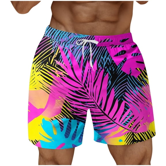 PNTUTB Men's Casual Fashion Print Comfortable Elastic Drawstring Hawaiian Beach Shorts with Pockets