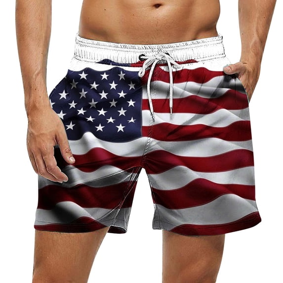 PNTUTB Men's Casual Fashion Print Loose Comfortable Elastic Waist Drawstring Summer Beach Swim Shorts with Pockets