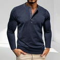 thumbnail image 1 of PNTUTB Fashionable Men's Casual Long Sleeved Round Neck Collar Button Solid Color Tops, 1 of 6