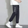 thumbnail image 1 of PNTUTB Men's Casual Loose Fit Solid Color Elastic Waistband Adjustable Drawstring Cuffed Pants, 1 of 6