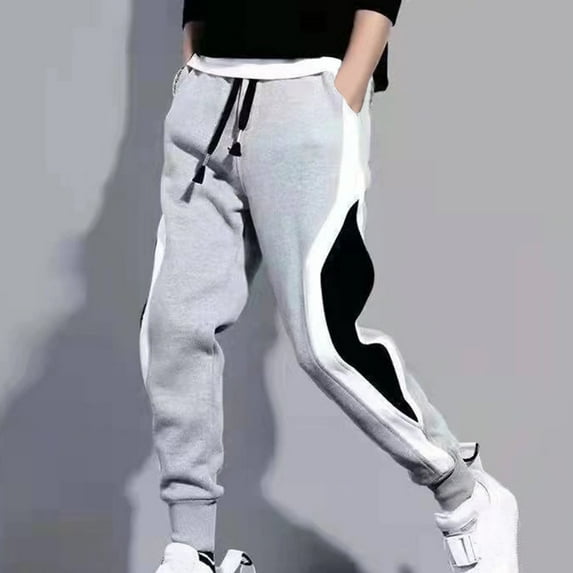 PNTUTB Men's Casual Relaxed Fit Patchwork Color-Block Elastic Waistband Comfortable Athletic Pants