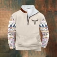 thumbnail image 1 of PNTUTB Men's Casual Retro Ethnic Print Fleece Stand-up Collar Quarter Zip Warm Pullover Sweatshirts with Pocket, 1 of 5