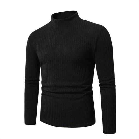 PNTUTB Men's Casual Ribbed Thickened Undershirt Solid Color Turtleneck Long Sleeve Slim Comfort Wram Pullover Tops