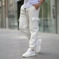 thumbnail image 1 of PNTUTB Men's Casual Solid Color Athletic Outdoor Elastic Waist Drawstring Cuffed Work Pants with Multiple Pockets, 1 of 6