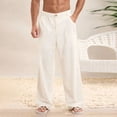 thumbnail image 1 of PNTUTB Men's Casual Solid Color Comfortable Elastic Waistband Button Fly Loose Pants with Multiple Pockets, 1 of 6