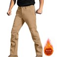 thumbnail image 1 of PNTUTB Men's Casual Solid Color Fleece Lined Outdoor Sports Elastic Waist Drawstring Work Pants with Pockets, 1 of 6