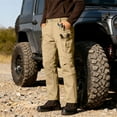 thumbnail image 1 of PNTUTB Men's Casual Solid Color Fleece Lined Waterproof Button Fly Zipper Multi-Pocket Straight Leg Work Pants, 1 of 6