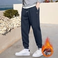 thumbnail image 1 of PNTUTB Men's Casual Solid Color Fleece Warm Elastic Waist Drawstring Loose Comfort Cuff Leg Long Pants with Pockets, 1 of 6