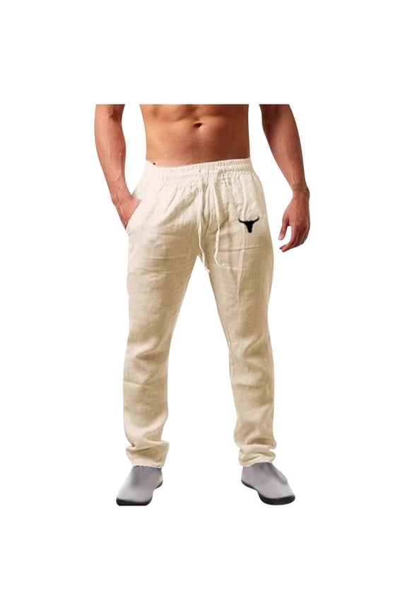 Men's Casual Solid Color Patterned Breathable Stretch Drawstring Waist Outdoor Sports Pants
