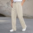thumbnail image 1 of PNTUTB Men's Casual Solid Color Pleated Drapey Button Fly Zipper Loose Comfortable Straight Leg Trousers with Pockets, 1 of 6