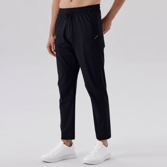 PNTUTB Men's Casual Solid Color Quick Dry Athletic Fitness Elastic Waist Drawstring Pants with Pockets
