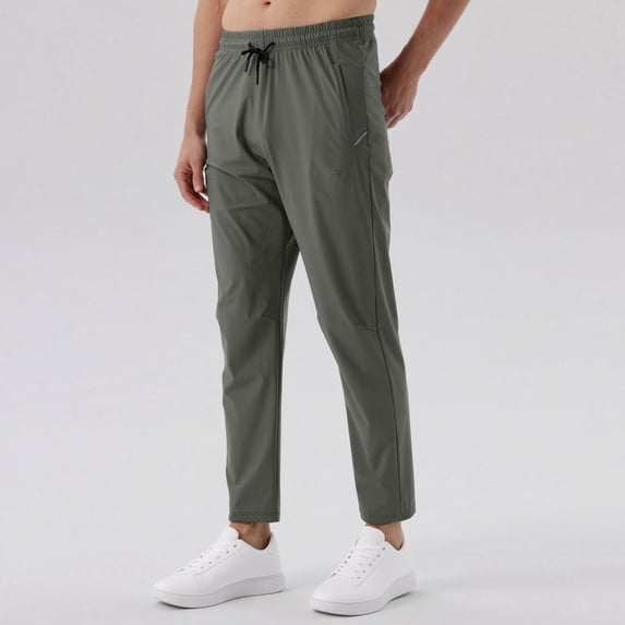 PNTUTB Men's Casual Solid Color Quick Dry Athletic Fitness Elastic Waist Drawstring Pants with Pockets