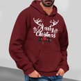 thumbnail image 1 of PNTUTB Men's Casual Solid Color Styling Christmas Graphic Print Long Sleeve Hoodie Drawstring Pullover Sweatshirt with Pocket, 1 of 6