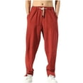 thumbnail image 1 of PNTUTB Men's Casual Versatile Solid Color Comfortable Stretch Drawstring Waist Straight-Leg Pants, 1 of 5