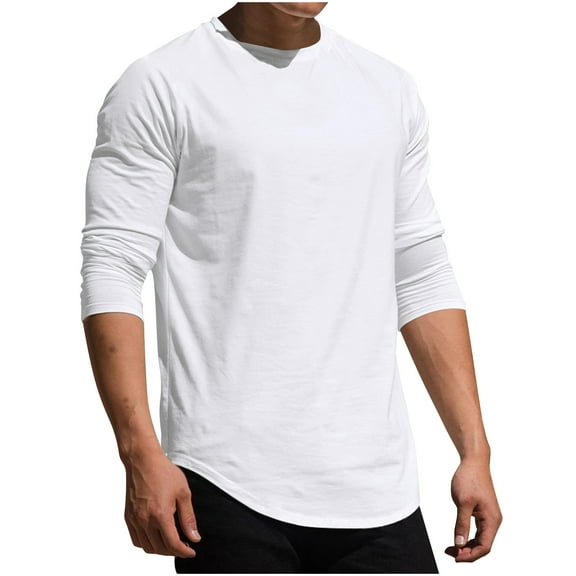 PNTUTB Men's Crew Neck Casual Long Sleeve Pullover Solid Color Lightweight Loose Fit Sports Top