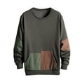 thumbnail image 1 of PNTUTB Men's Crewneck Loose Color-blocked Sweatshirt Long Sleeve Pullover Tops with Pocket, 1 of 5
