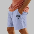 thumbnail image 1 of PNTUTB Men's Fashion Casual Coconut Tree Small Print Elastic Drawstring Summer Shorts with Pockets, 1 of 6