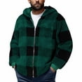 thumbnail image 1 of PNTUTB Men's Fashion Casual Lattice Zipper Pockets Long Sleeve Hooded Loose Outwear Jackets Fleece Coats, 1 of 6
