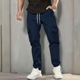 thumbnail image 1 of PNTUTB Men's Fashion Casual Solid Color Athletic Outdoor Elastic Waist Drawstring Work Pants with Multiple Pockets, 1 of 6