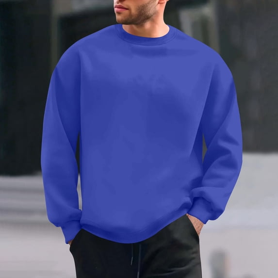 PNTUTB Men's Fashion Casual Solid Color Crew Neck Sweatshirt Long Sleeve Loose Comfortable Pullover Essential Tops