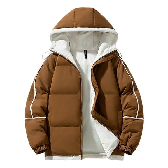 PNTUTB Men's Fashion Casual Solid Color Long Sleeved Warm Drawstring Hooded Comfort Coat with Pocket