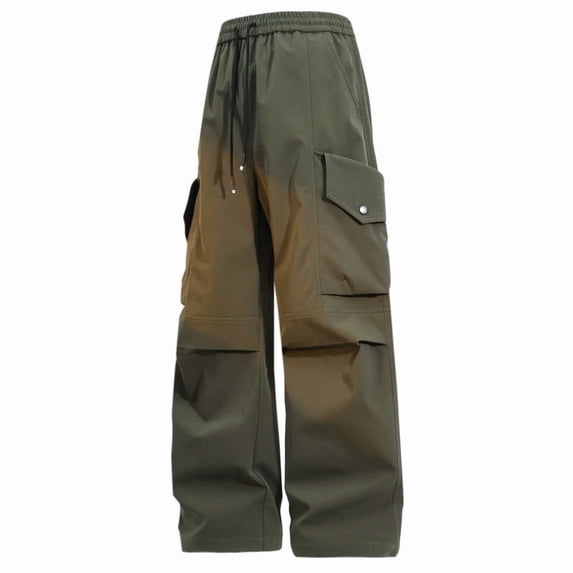 PNTUTB Men's Fashion Casual Solid Color Stretch Waistband Wide Leg Workwear Pants with Multiple Pockets