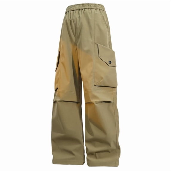 PNTUTB Men's Fashion Casual Solid Color Stretch Waistband Wide Leg Workwear Pants with Multiple Pockets