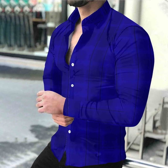 PNTUTB Men's Fashion Checkered Print Collared Button Down Shirts Everyday Casual Comfortable Long Sleeve Blouses
