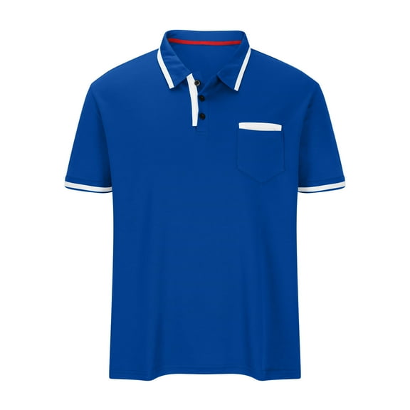 PNTUTB Men's Fashion Classic Short Sleeve Lightweight Button Down Solid Color T-shirt Casual Sports Top