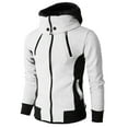 thumbnail image 1 of PNTUTB Men's Fashion Color-Block Hooded Stand-Up Collar Full-Zip Long Sleeve Sports Casual Jacket, 1 of 5