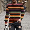 thumbnail image 1 of PNTUTB Men's Fashion Color-blocked Stripes Stretch Casual Crew Neck Long Sleeve Comfortable Pullover Tops, 1 of 6
