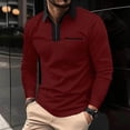 thumbnail image 1 of PNTUTB Men's Fashion Color-blocked Zipper Collar Classic Pullover Comfort Casual Long Sleeve Blouses with Pocket, 1 of 6