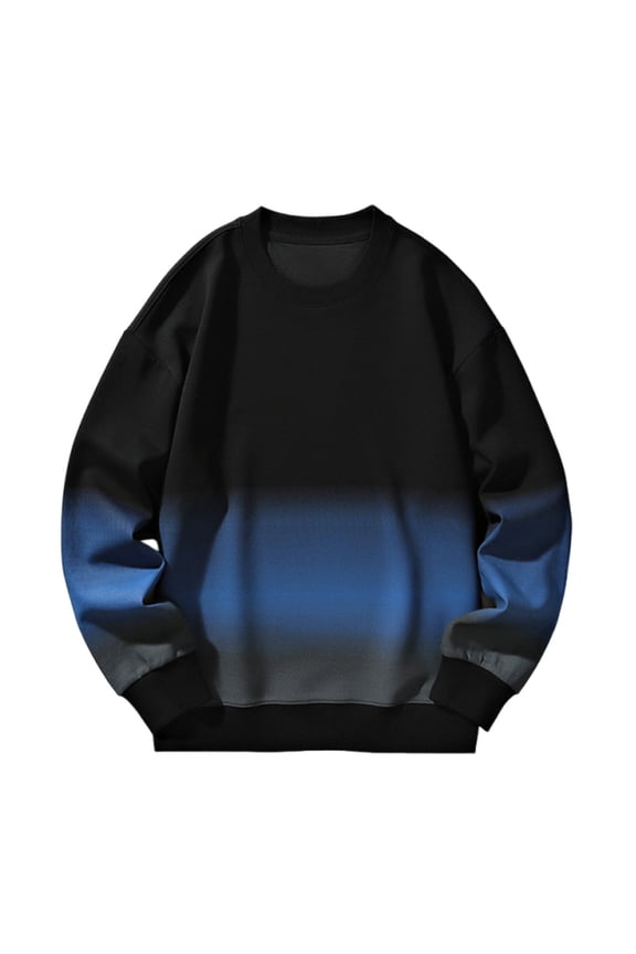 Men's Fashion Color-blocking Crewneck Sweatshirt Loose Long Sleeve Pullover Sweatshirt