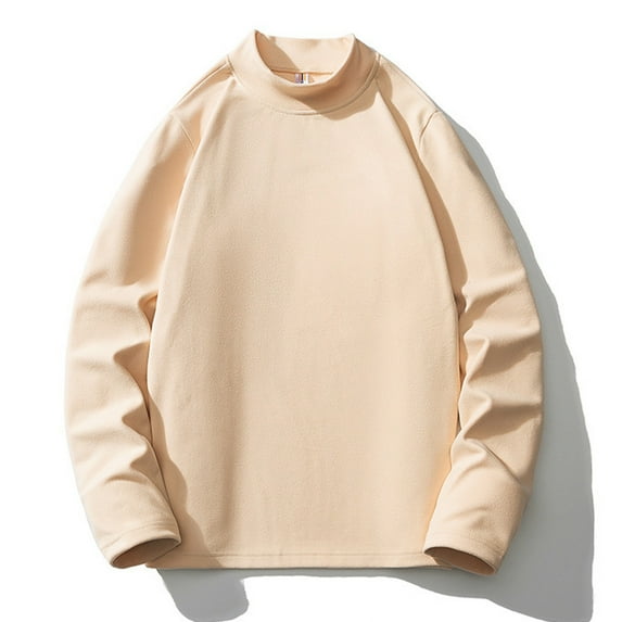 PNTUTB Men's Fashion Minimalist Crew Neck Long Sleeve Solid Color Comfortable Base Layer Top