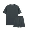 thumbnail image 1 of PNTUTB Men's Fashion Outfits 2 Piece Casual Drop Shoulder Oversize Tee Shirt Shorts Set Solid Color Suit, 1 of 5