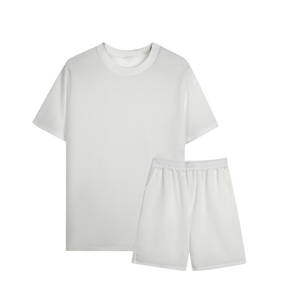 PNTUTB Men's Fashion Outfits 2 Piece Casual Drop Shoulder Oversize Tee Shirt Shorts Set Solid Color Suit