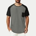 thumbnail image 1 of PNTUTB Men's Fashion Patchwork Solid Color Chest Pocket Lightweight Breathable Crew Neck Short Sleeve Top, 1 of 6