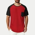 thumbnail image 1 of PNTUTB Men's Fashion Patchwork Solid Color Chest Pocket Lightweight Breathable Crew Neck Short Sleeve Top, 1 of 6